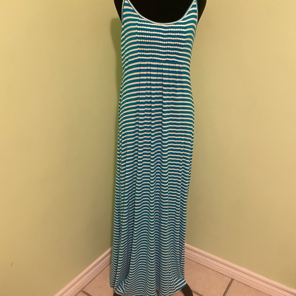 Striped Blue and White Maxi Dress